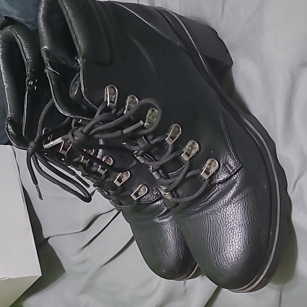 Black leather boots